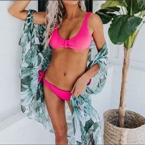 Tropical print boho kimono Gypsy cardigan coverup
